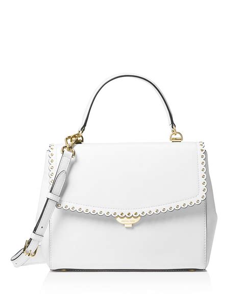 michael kors ava medium pearl grey|Michael Kors Ava Medium Scalloped Leather Satchel.